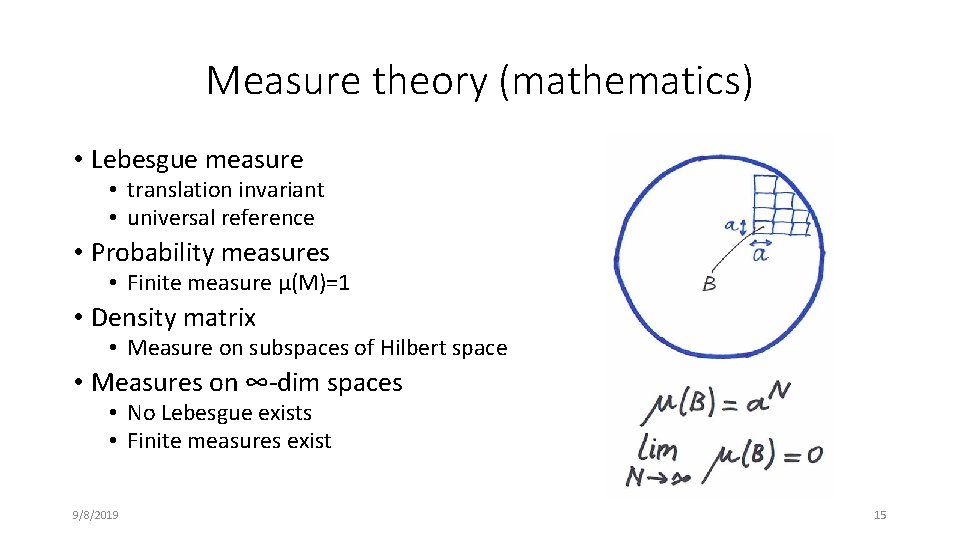 Measure theory (mathematics) • Lebesgue measure • translation invariant • universal reference • Probability