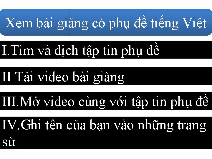 Xem bài giảng có phụ đề tiếng Việt I. Tìm và dịch tập tin