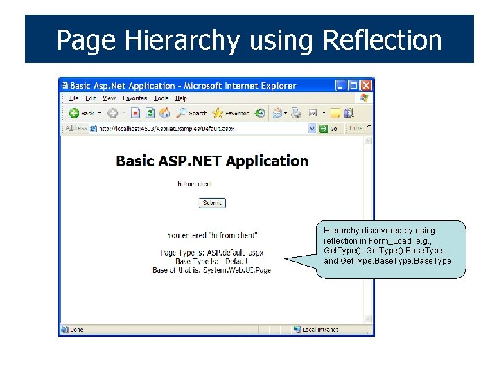 Page Hierarchy using Reflection Hierarchy discovered by using reflection in Form_Load, e. g. ,