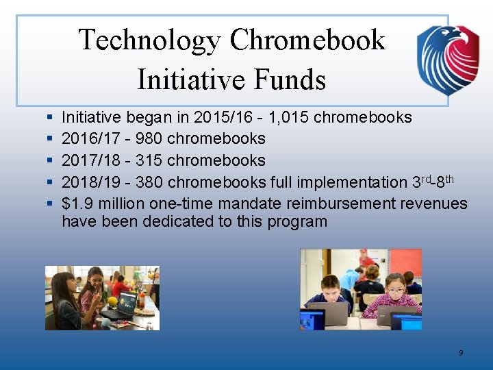 Technology Chromebook Initiative Funds § § § Initiative began in 2015/16 - 1, 015