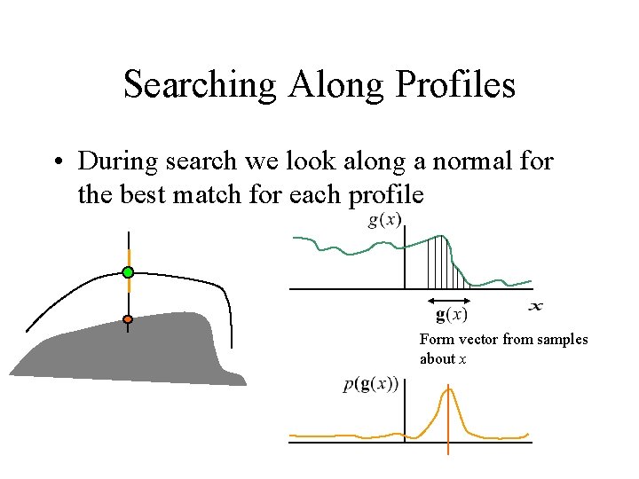 Searching Along Profiles • During search we look along a normal for the best Searching Along Profiles • During search we look along a normal for the best