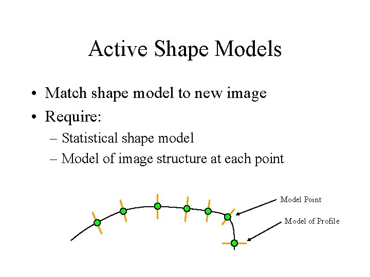 Active Shape Models • Match shape model to new image • Require: – Statistical Active Shape Models • Match shape model to new image • Require: – Statistical