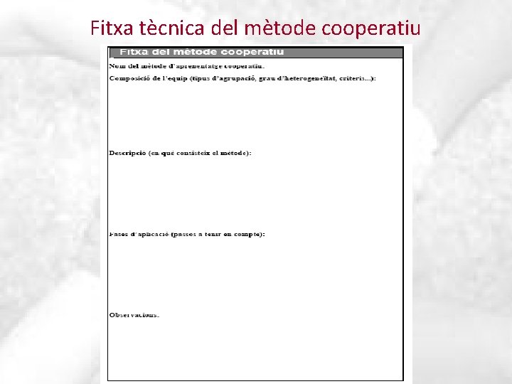 Fitxa tècnica del mètode cooperatiu 