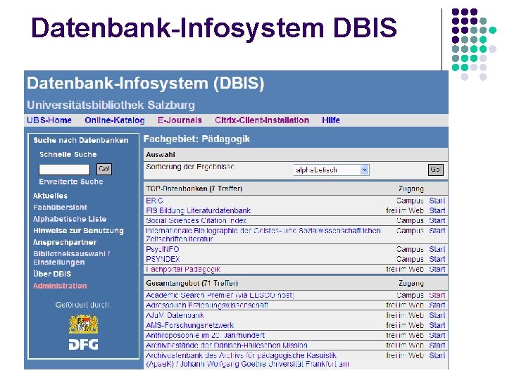 Datenbank-Infosystem DBIS 