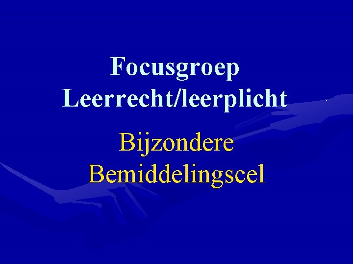 Focusgroep Leerrecht/leerplicht Bijzondere Bemiddelingscel 