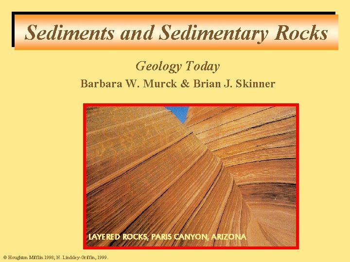 Sediments and Sedimentary Rocks Geology Today Barbara W. Murck & Brian J. Skinner LAYERED