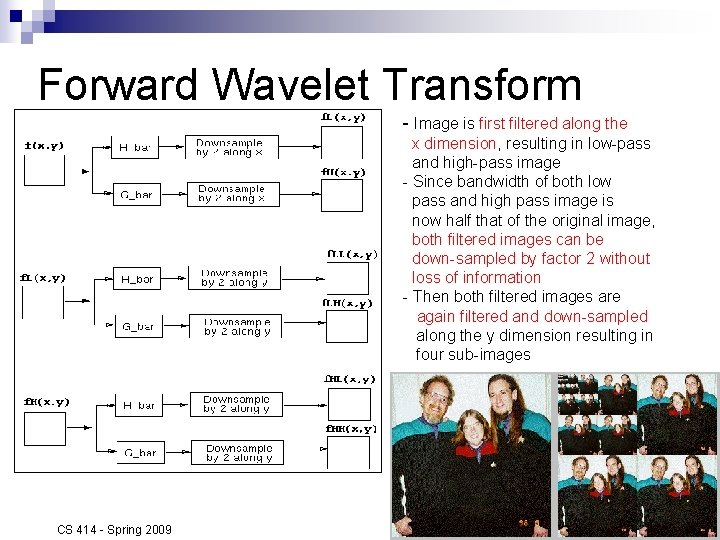 Forward Wavelet Transform - Image is first filtered along the x dimension, resulting in