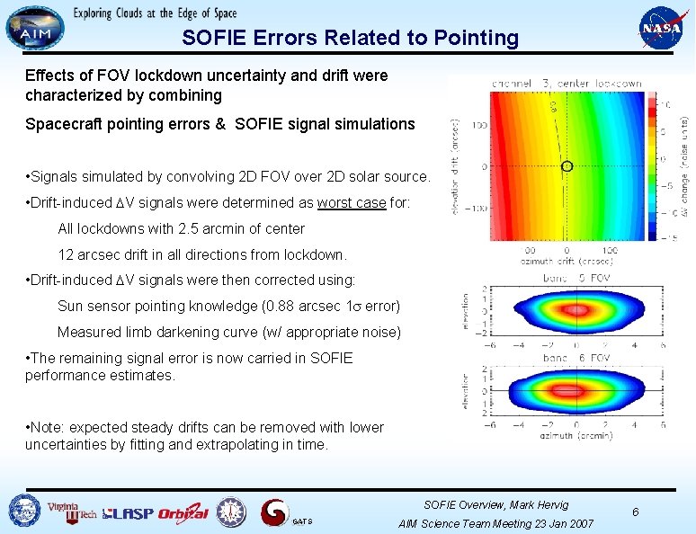 SOFIE Errors Related to Pointing Effects of FOV lockdown uncertainty and drift were characterized