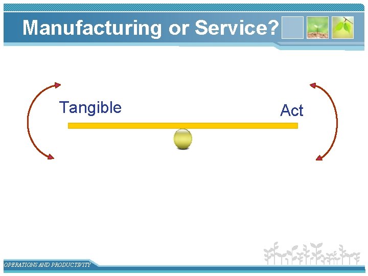 Manufacturing or Service? Tangible OPERATIONS AND PRODUCTIVITY Act 