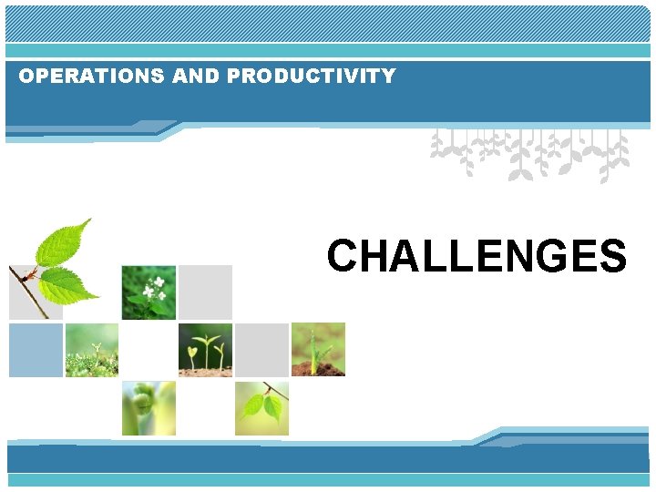 OPERATIONS AND PRODUCTIVITY CHALLENGES 