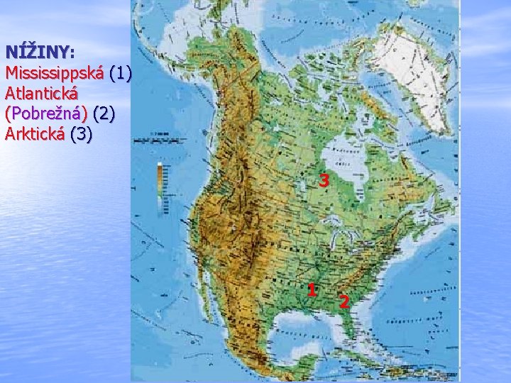NÍŽINY: NÍŽINY Mississippská (1) Atlantická (Pobrežná) (2) Arktická (3) 3 1 2 