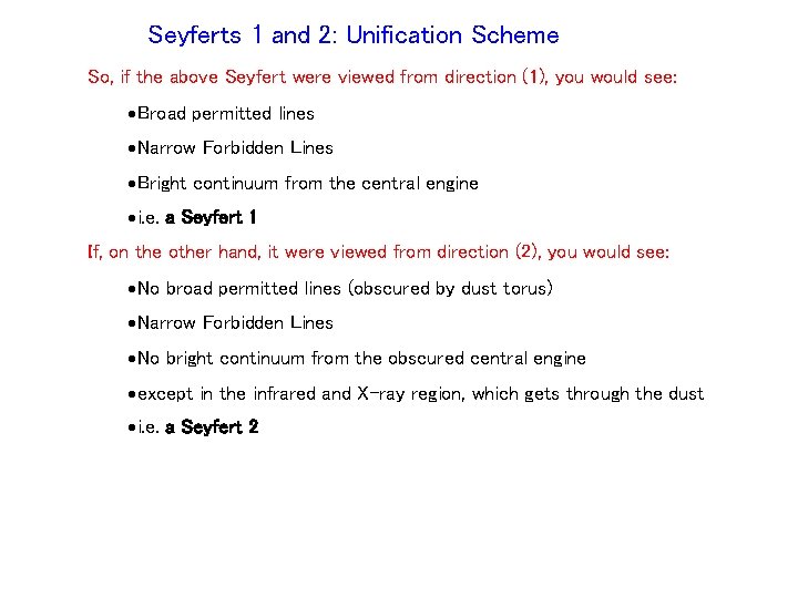 Seyferts 1 and 2: Unification Scheme So, if the above Seyfert were viewed from