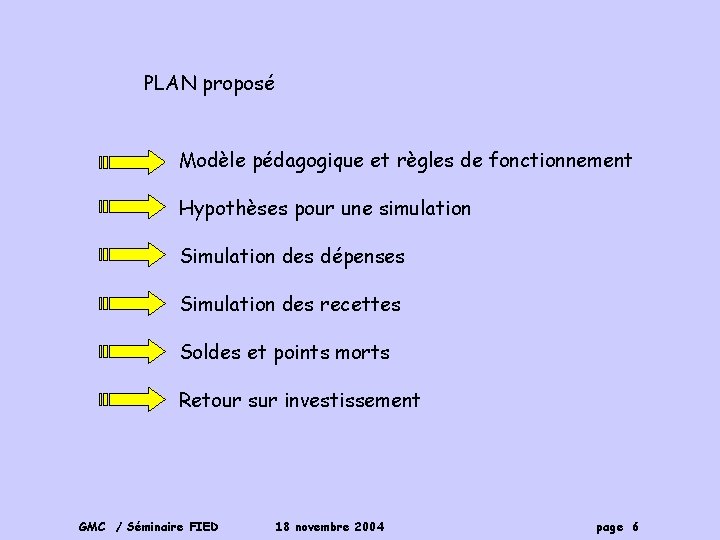 PLAN proposé Modèle pédagogique et règles de fonctionnement Hypothèses pour une simulation Simulation des