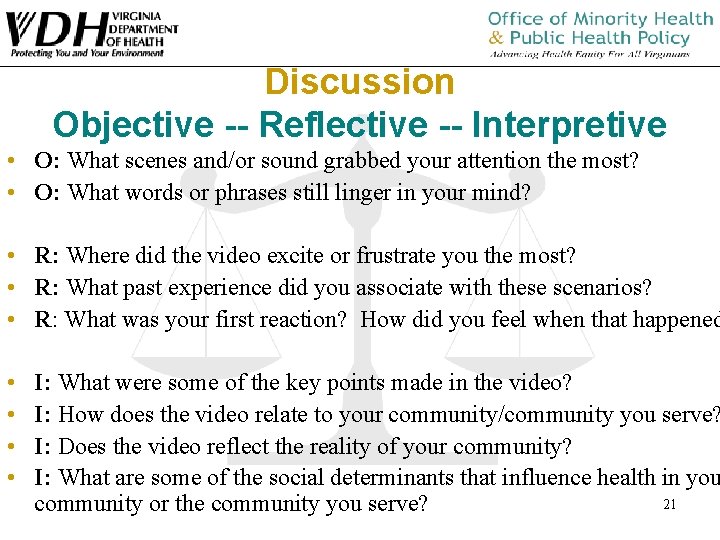 Discussion Objective -- Reflective -- Interpretive • O: What scenes and/or sound grabbed your Discussion Objective -- Reflective -- Interpretive • O: What scenes and/or sound grabbed your