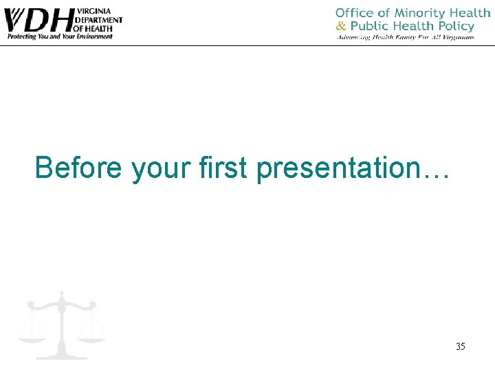 Before your first presentation… 35 Before your first presentation… 35