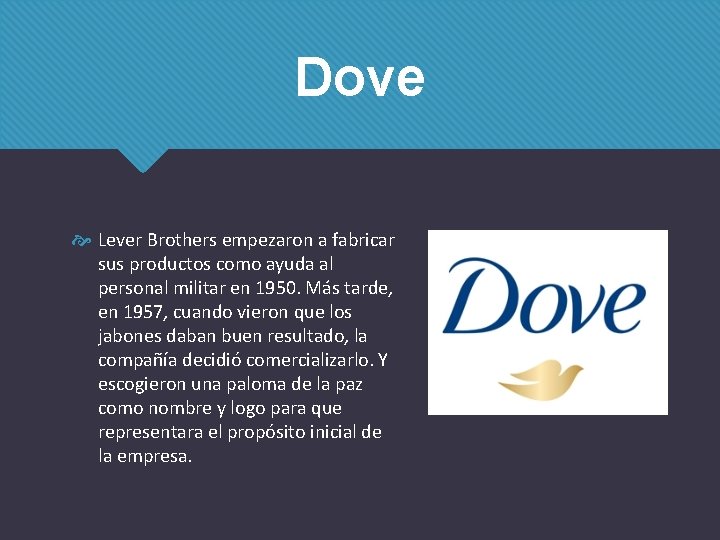 Dove Lever Brothers empezaron a fabricar sus productos como ayuda al personal militar en Dove Lever Brothers empezaron a fabricar sus productos como ayuda al personal militar en