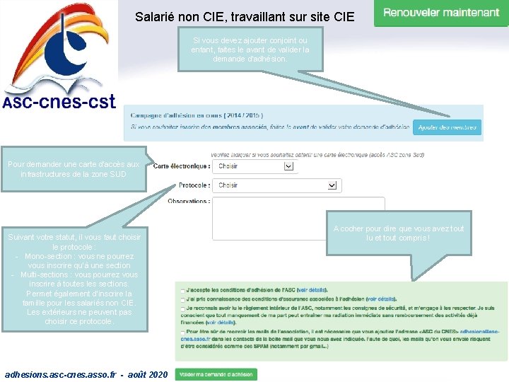 Salarié non CIE, travaillant sur site CIE Si vous devez ajouter conjoint ou enfant,