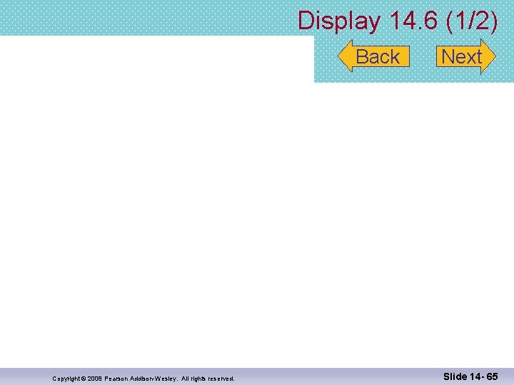 Display 14. 6 (1/2) Back Copyright © 2008 Pearson Addison-Wesley. All rights reserved. Next