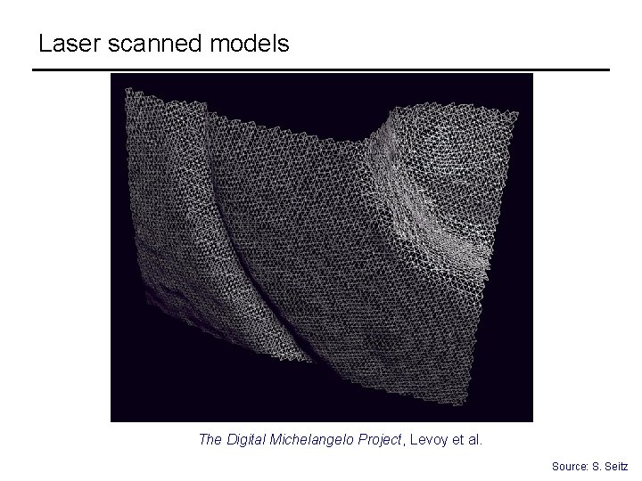 Laser scanned models The Digital Michelangelo Project, Levoy et al. Source: S. Seitz 