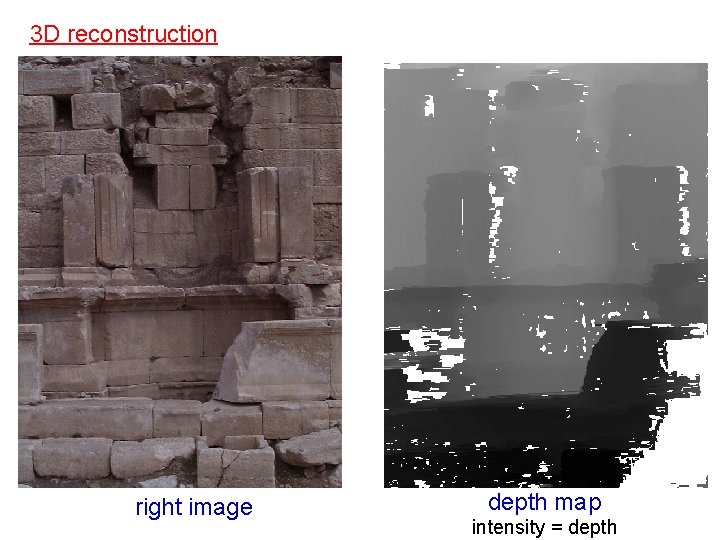 3 D reconstruction right image depth map intensity = depth 