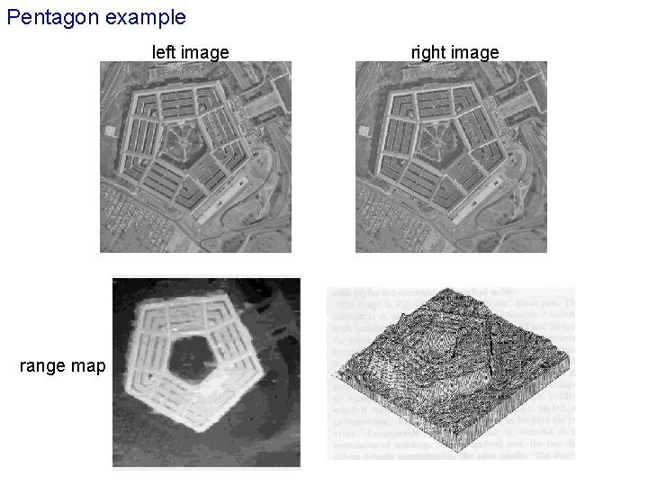 Pentagon example left image range map right image 