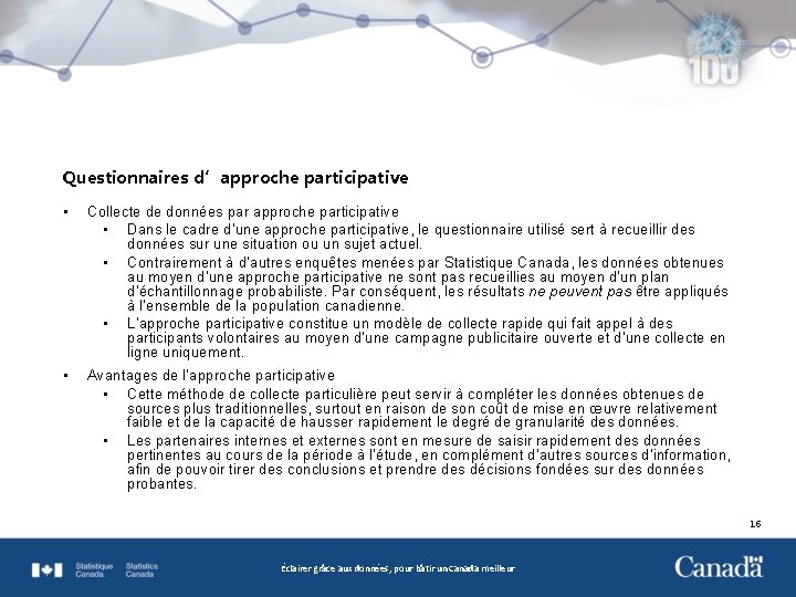 Questionnaires d’approche participative • Collecte de données par approche participative • Dans le cadre