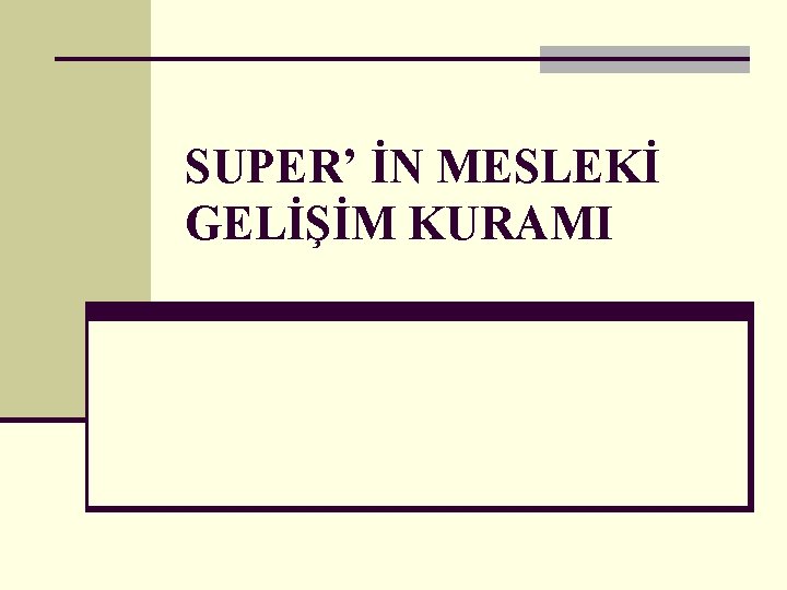 SUPER’ İN MESLEKİ GELİŞİM KURAMI 