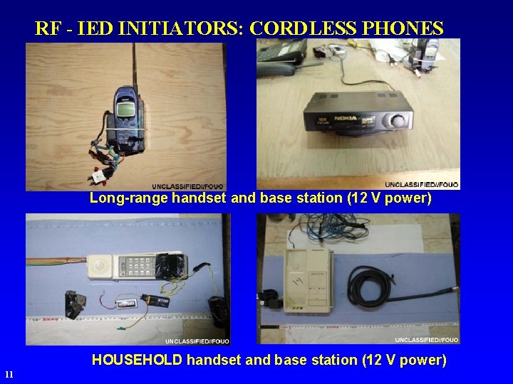 RF - IED INITIATORS: CORDLESS PHONES Long-range handset and base station (12 V power)