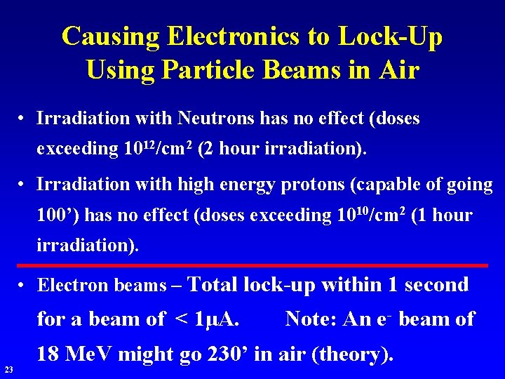 Causing Electronics to Lock-Up Using Particle Beams in Air • Irradiation with Neutrons has