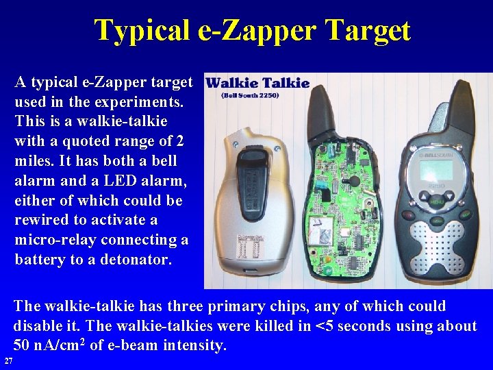 Typical e-Zapper Target A typical e-Zapper target used in the experiments. This is a