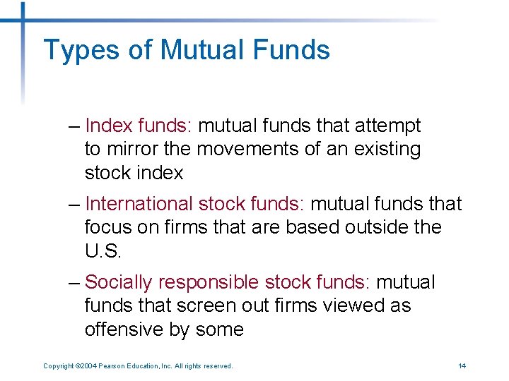 Types of Mutual Funds – Index funds: mutual funds that attempt to mirror the