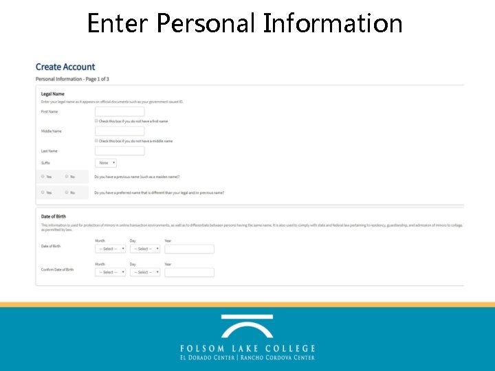 Enter Personal Information 