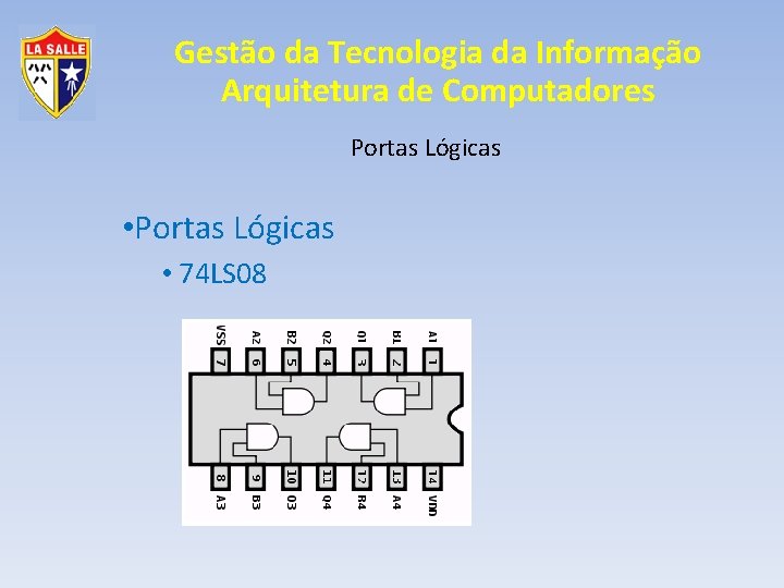 Gestão da Tecnologia da Informação Arquitetura de Computadores Portas Lógicas • Portas Lógicas •