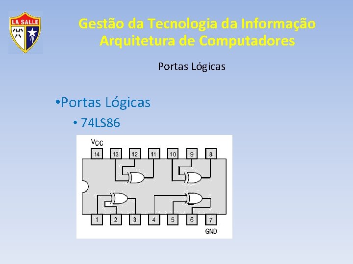 Gestão da Tecnologia da Informação Arquitetura de Computadores Portas Lógicas • Portas Lógicas •