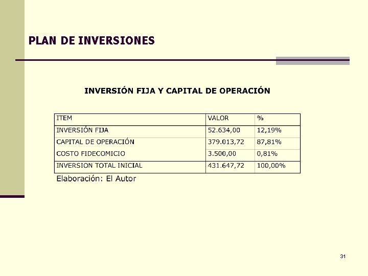 PLAN DE INVERSIONES 31 