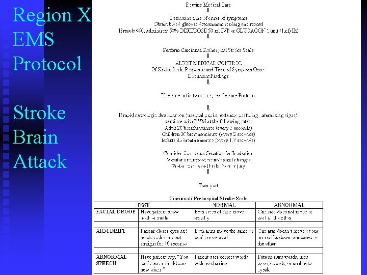 Region X EMS Protocol Stroke Brain Attack Region X EMS Protocol Stroke Brain Attack