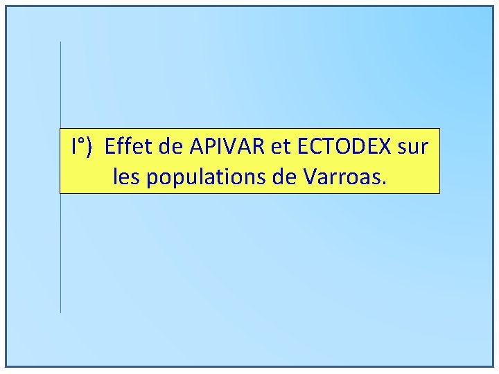 I°) Effet de APIVAR et ECTODEX sur les populations de Varroas. 