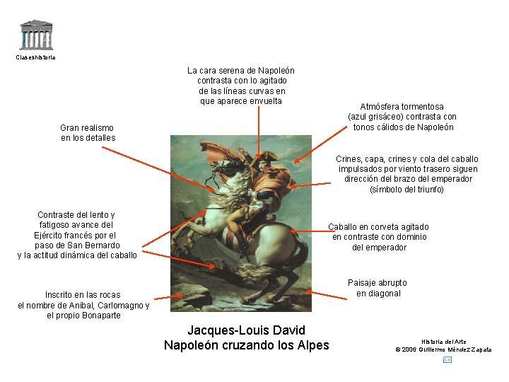 Claseshistoria La cara serena de Napoleón contrasta con lo agitado de las líneas curvas