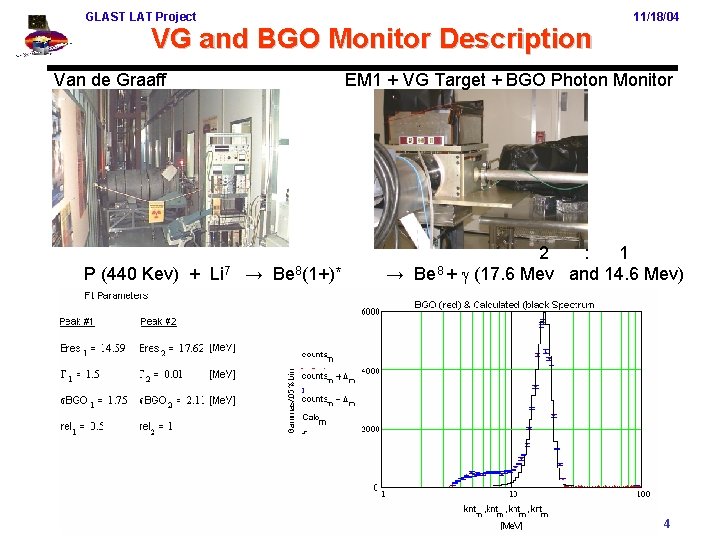 GLAST LAT Project VG and BGO Monitor Description Van de Graaff 11/18/04 EM 1