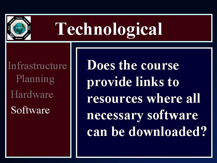 Technological Infrastructure Planning Hardware Software Does the course provide links to resources where all