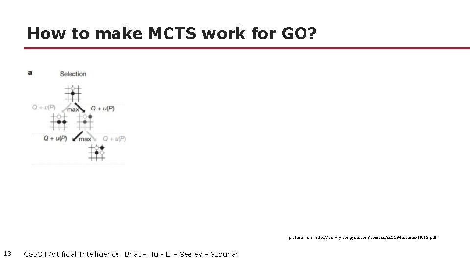 How to make MCTS work for GO? picture from http: //www. yisongyue. com/courses/cs 159/lectures/MCTS.