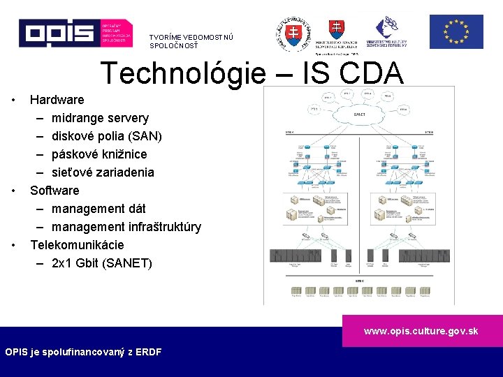 TVORÍME VEDOMOSTNÚ SPOLOČNOSŤ Technológie – IS CDA • • • Hardware – midrange servery
