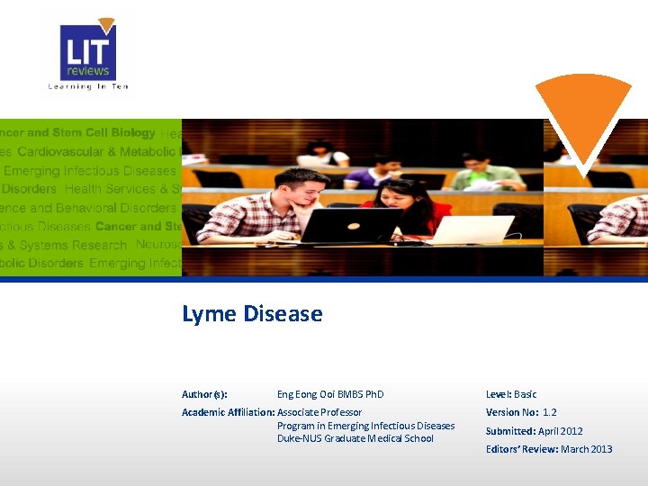 Lyme Disease Author(s): Eng Eong Ooi BMBS Ph. D Academic Affiliation: Associate Professor Program