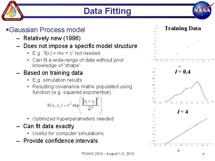 Data Fitting §Gaussian Process model Training Data – Relatively new (1996) – Does not