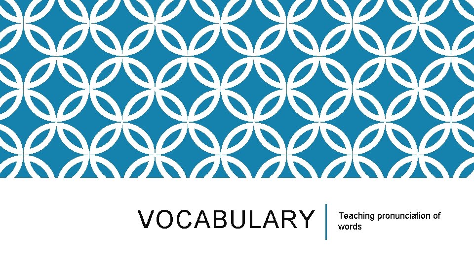 VOCABULARY Teaching pronunciation of words 