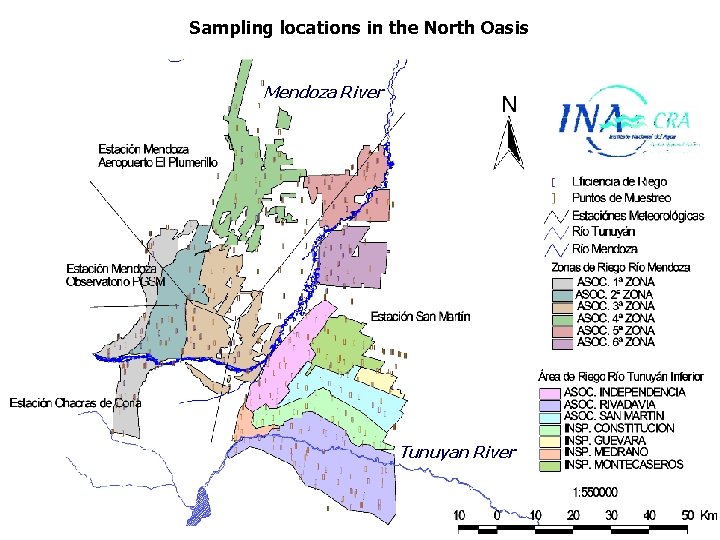 Sampling locations in the North Oasis Mendoza River Tunuyan River 