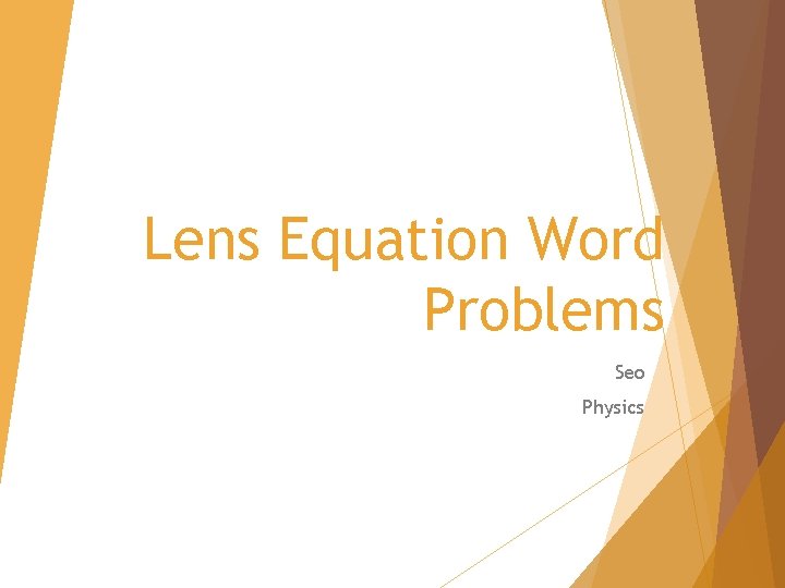 Lens Equation Word Problems Seo Physics 
