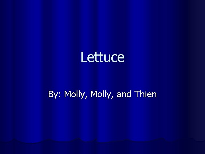 Lettuce By: Molly, and Thien 