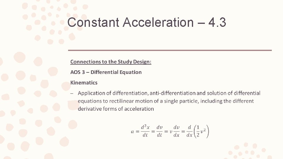 Constant Acceleration – 4. 3 – 