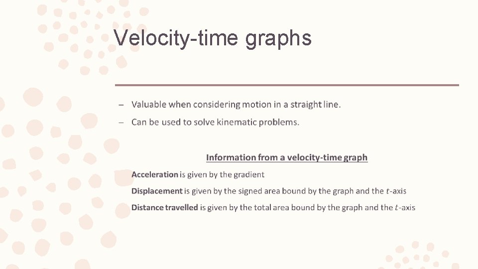 Velocity-time graphs – 